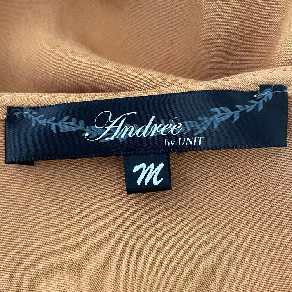 Andree by Unit Mustard Short Sleeve Floral Embroidered Blouse MEDIUM Bohemian - Picture 8 of 9